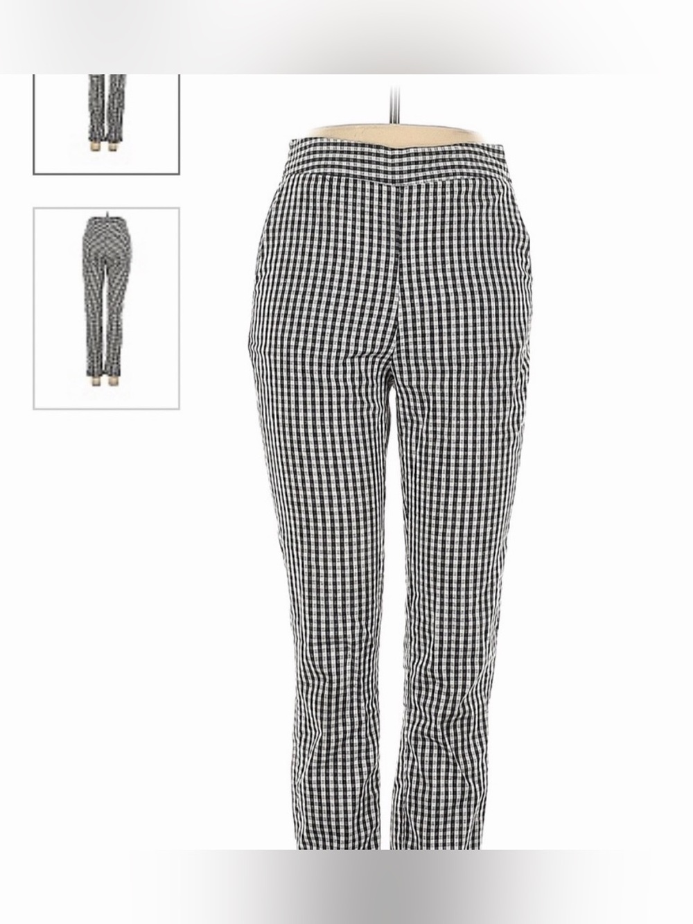 Gingham Skinny Ankle Pants - Black & White